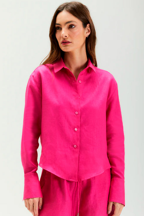 CAMISA RECORTE MANGA LONGA ROSA