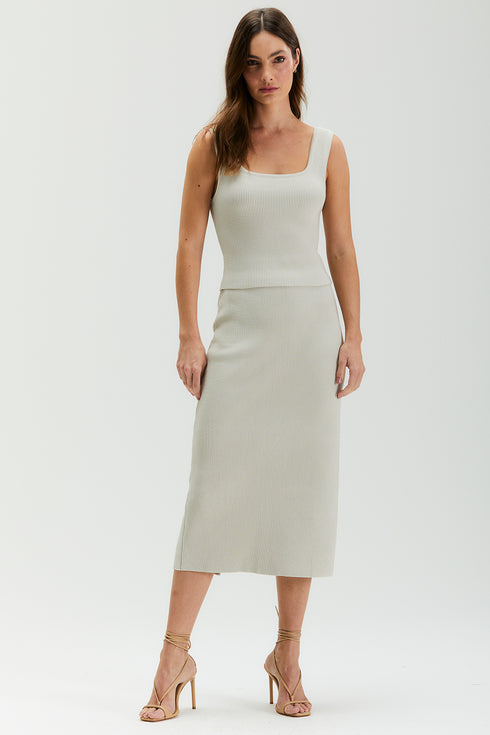 SAIA MIDI TRICÔ BEGE