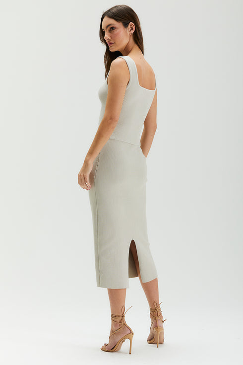 SAIA MIDI TRICÔ BEGE