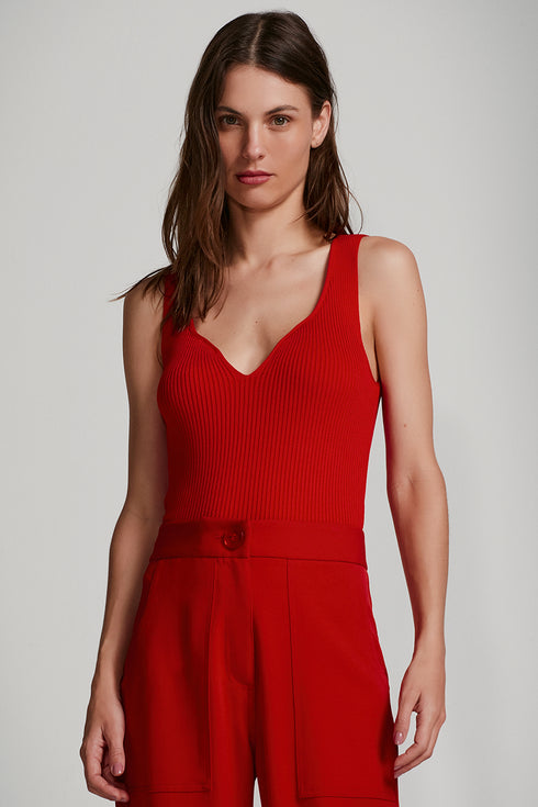 REGATA DECOTE CORAÇÃO TRICÔ VERMELHO