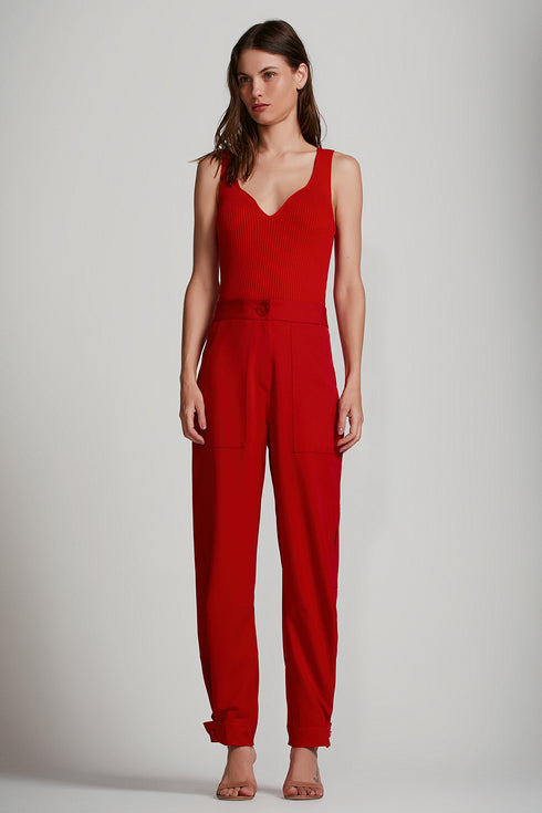 REGATA DECOTE CORAÇÃO TRICÔ VERMELHO