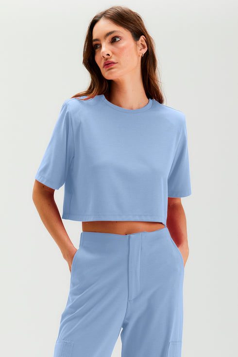 BLUSA MANGA CURTA AZUL