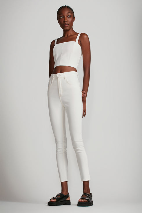 CALÇA SKINNY SARJA OFF WHITE