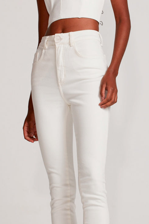 CALÇA SKINNY SARJA OFF WHITE