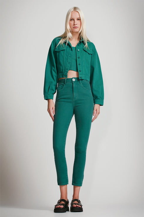 CALÇA SKINNY SARJA VERDE