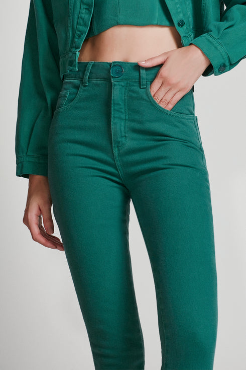 CALÇA SKINNY SARJA VERDE