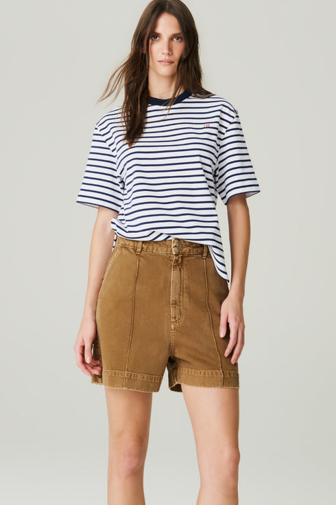 SHORTS JEANS ALFAIATADO MARROM