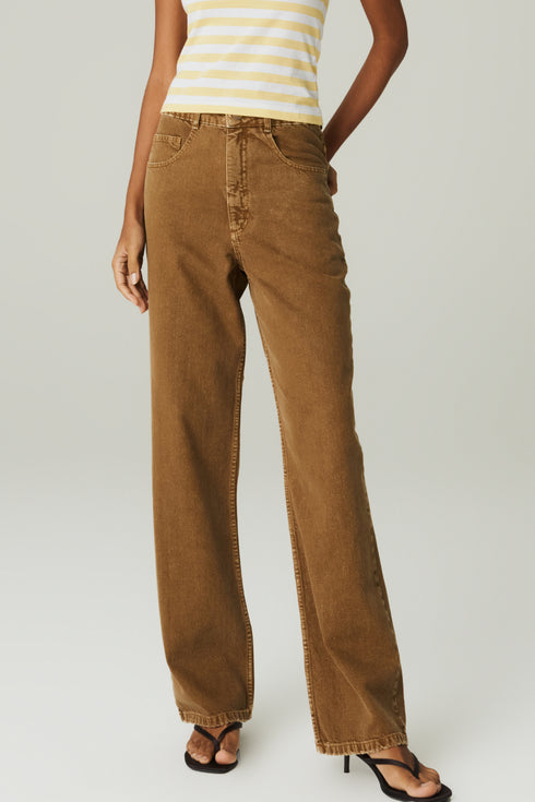 CALCA JEANS BAGGY MARROM