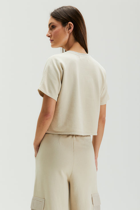 T-SHIRT MANGA CURTA BEGE