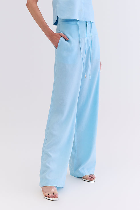 CALÇA LINHO COM SARJA AZUL