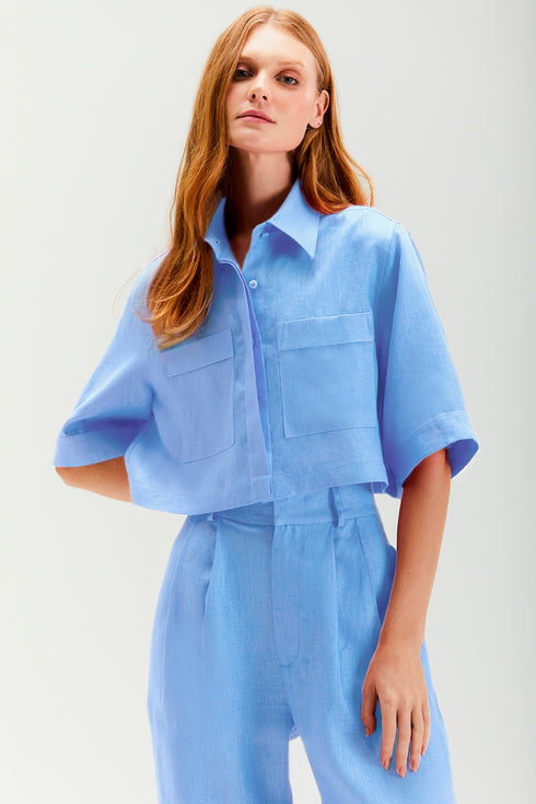 CAMISA MANGA CURTA AZUL