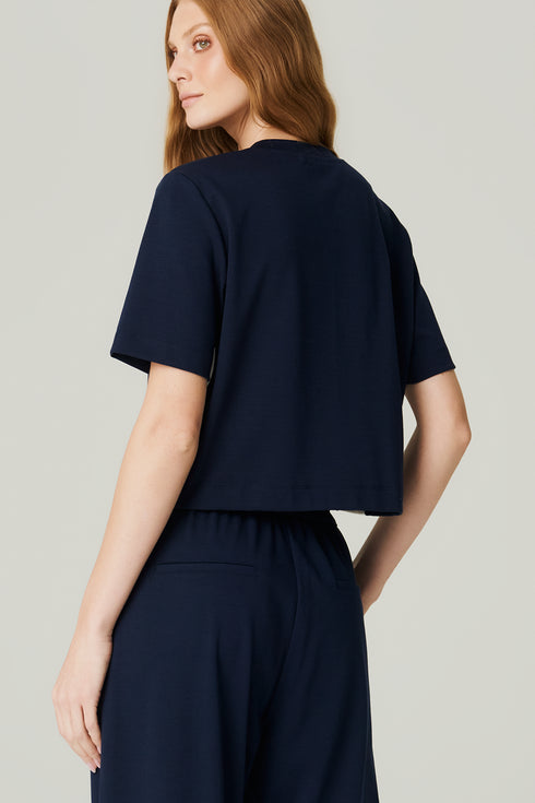 BLUSA MALHA FAIXA MARINHO/ OFF WHITE