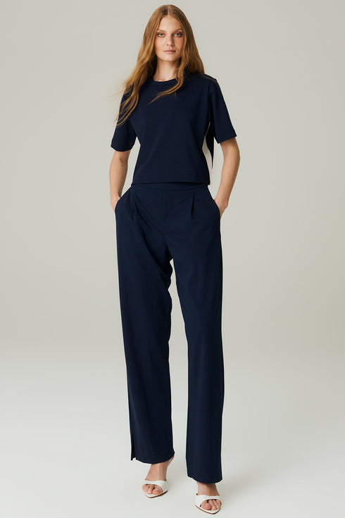 BLUSA MALHA FAIXA MARINHO/ OFF WHITE