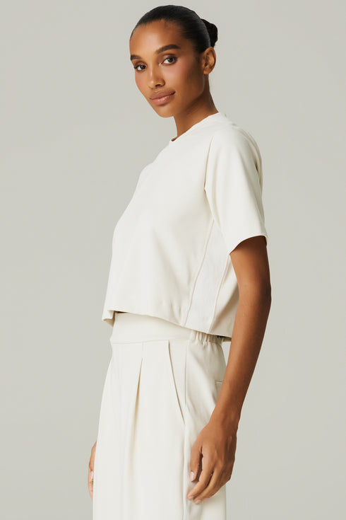 BLUSA MALHA FAIXA NATURAL/ OFF WHITE