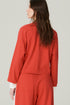 JAQUETA MALHA FAIXA VERMELHO/ OFF WHITE