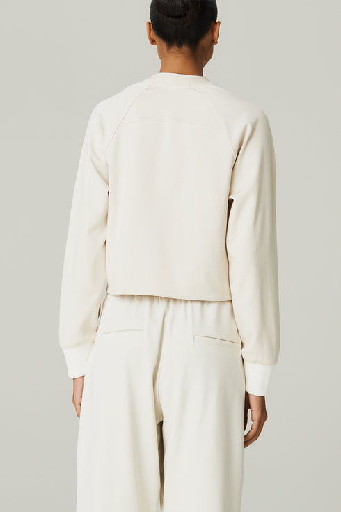 JAQUETA MALHA FAIXA NATURAL/ OFF WHITE