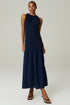 VESTIDO LONGO RECORTE MARINHO