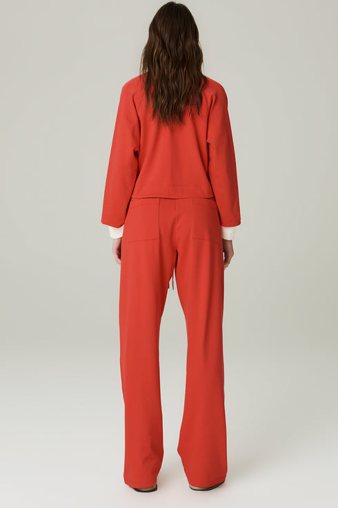 CALÇA MALHA FAIXA VERMELHO/ OFF WHITE