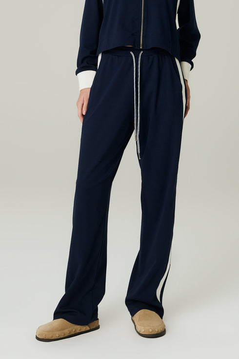 CALÇA MALHA FAIXA MARINHO/ OFF WHITE