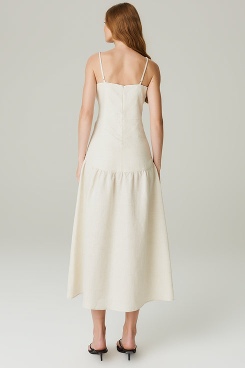 VESTIDO LINHO EVASÊ BEGE