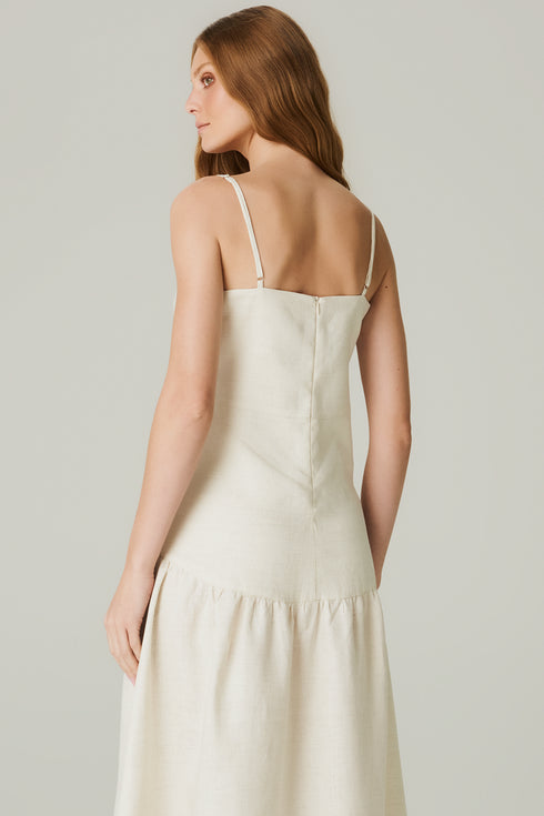 VESTIDO LINHO EVASÊ BEGE