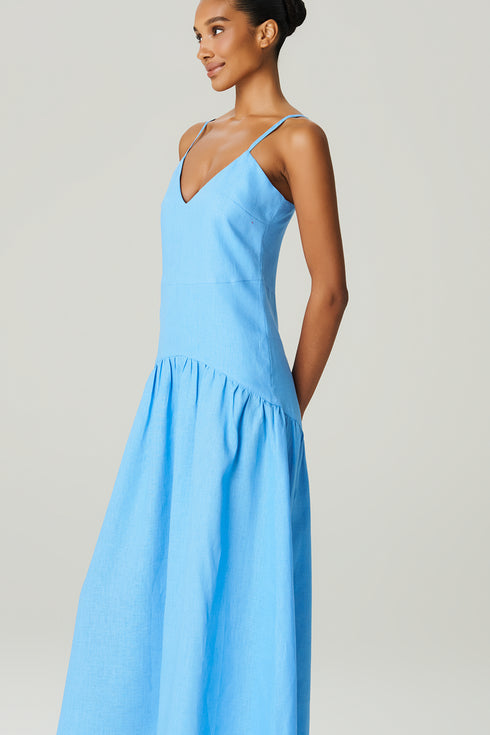 VESTIDO LINHO EVASÊ AZUL