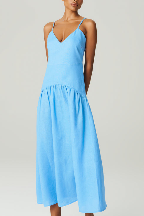 VESTIDO LINHO EVASÊ AZUL