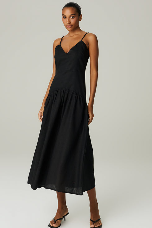 VESTIDO LINHO EVASÊ PRETO