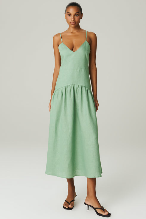 VESTIDO LINHO EVASÊ VERDE