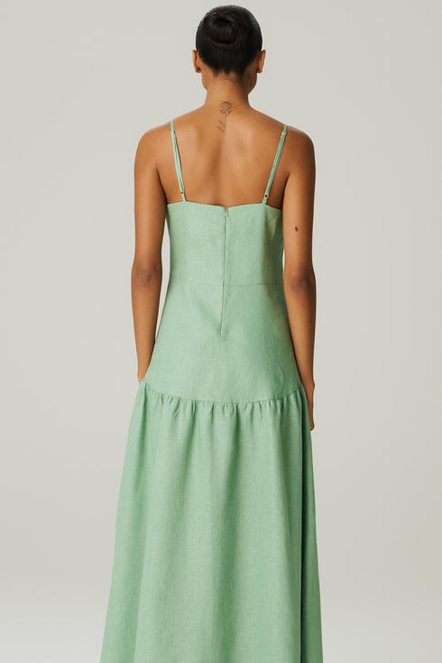 VESTIDO LINHO EVASÊ VERDE