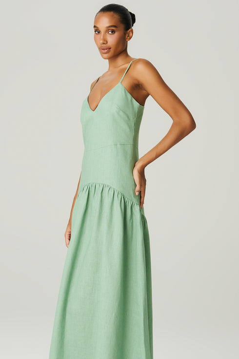 VESTIDO LINHO EVASÊ VERDE