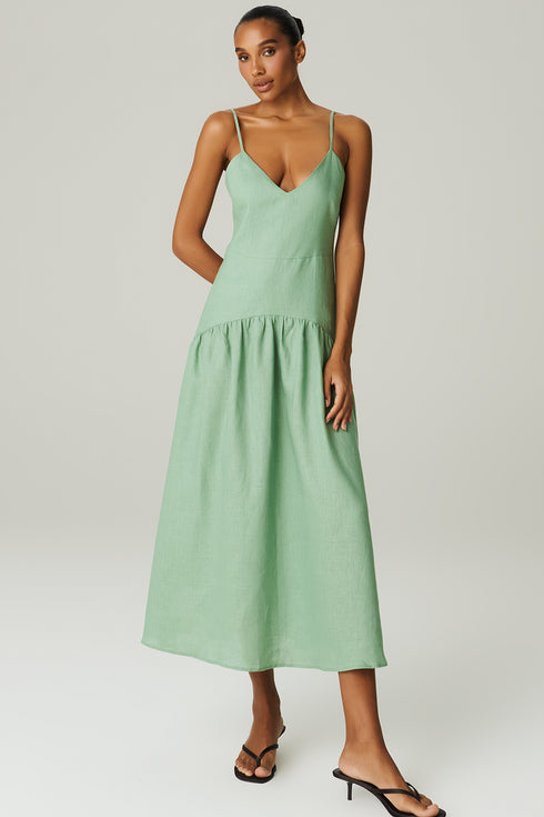 VESTIDO LINHO EVASÊ VERDE