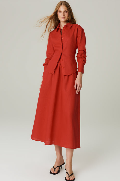 CAMISA LINHO AMARRAÇÃO VERMELHO