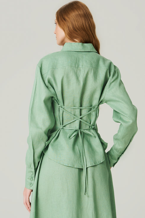 CAMISA LINHO AMARRAÇÃO VERDE