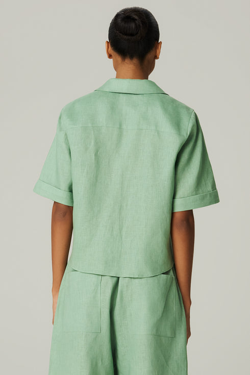 CAMISA LINHO MANGA CURTA VERDE