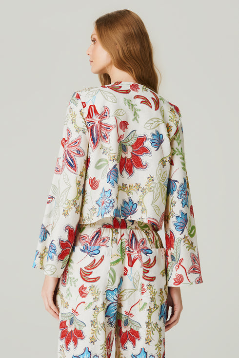 BLUSA LINHO AMARRAÇÃO ESTAMPA FLORAL