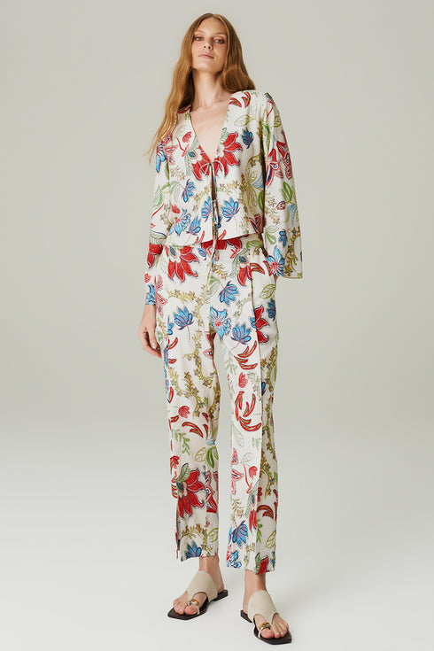 BLUSA LINHO AMARRAÇÃO ESTAMPA FLORAL
