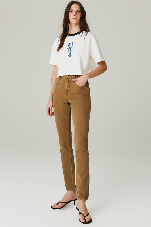 T-SHIRT MALHA LAGOSTA OFF WHITE