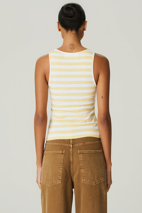 REGATA MALHA LISTRADA BRANCO NAÚTICO