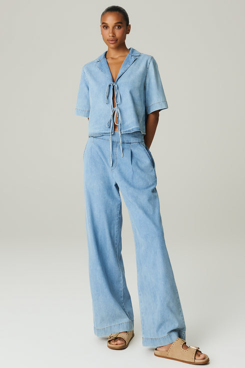 CAMISA JEANS MANGA CURTA CLARO