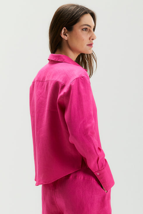 CAMISA RECORTE MANGA LONGA ROSA