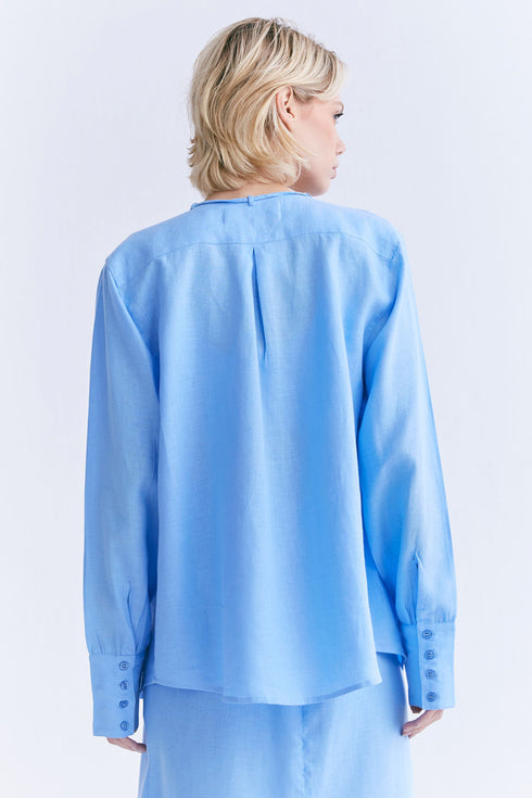 CAMISA AMPLA MANGA LONGA AZUL