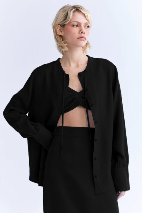 CAMISA AMPLA MANGA LONGA PRETO