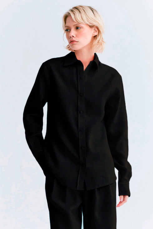 CAMISA OVERSIZED MANGA LONGA PRETO