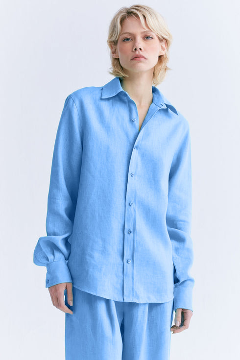 CAMISA OVERSIZED MANGA LONGA AZUL