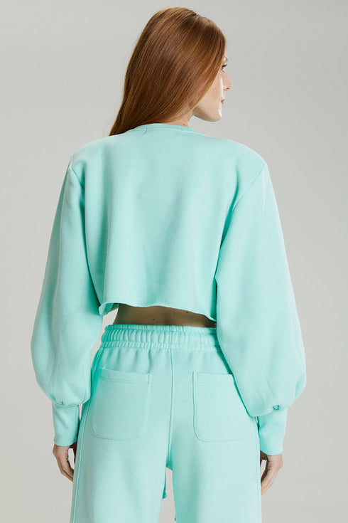 MOLETOM CROPPED VERDE ÁGUA