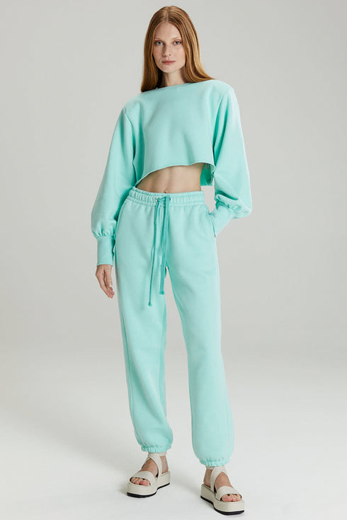 MOLETOM CROPPED VERDE ÁGUA