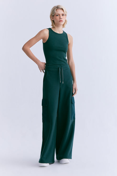 CALÇA PANTALONA CARGO VERDE ESCURO