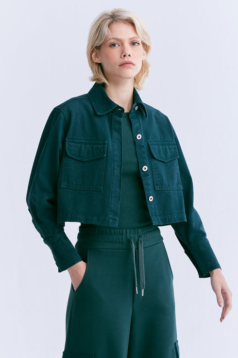 CAMISA CROPPED VERDE ESCURO