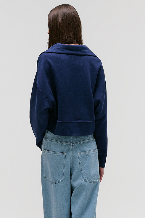 BLUSA GOLA ALTA ZÍPER MARINHO